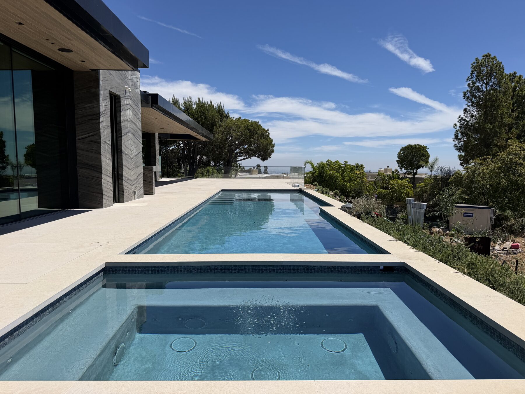 Pool and spa deck at Trousdale Pl, Beverly Hills